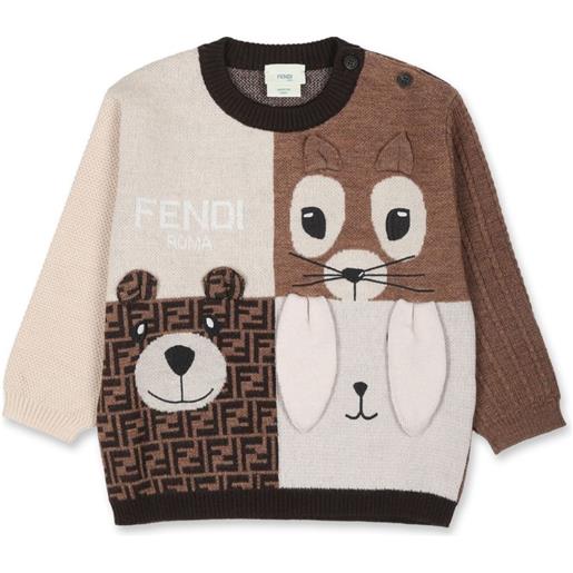 Fendi Kids maglione girocollo - marrone