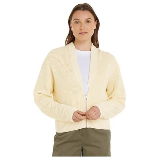 Calvin Klein jeans woven label zipped cardigan j20j222623, giallo (vanilla), m donna