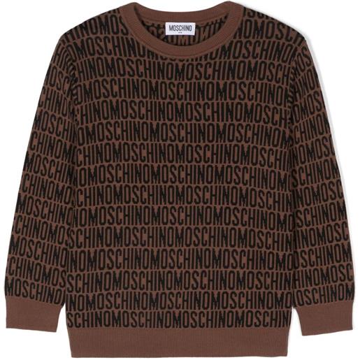 Moschino Kids maglione con logo jacquard - marrone