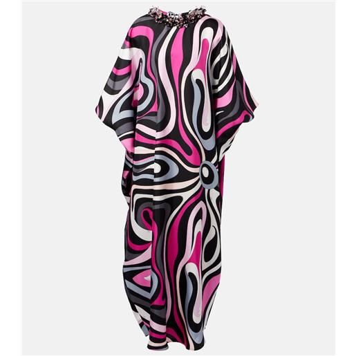 Pucci caftano marmo in twill di seta