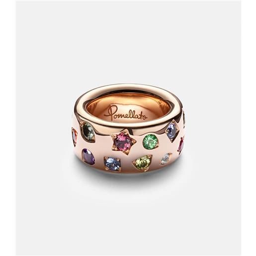 Pomellato anello iconica large in oro rosa 18kt con pietre preziose