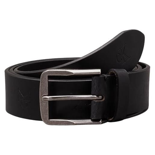 Calvin Klein jeans cintura uomo classic flat lthr belt 35mm aop in pelle, nero (allover print), 130 cm
