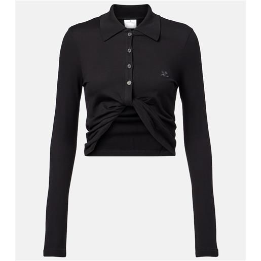 Courreges courrã¨ges polo cropped in cotone