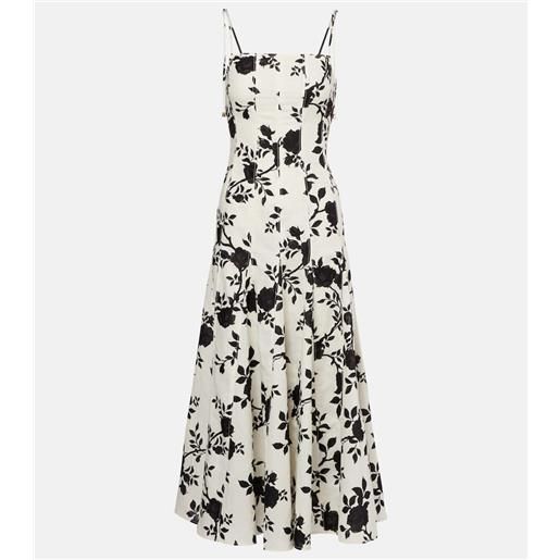 Self-Portrait abito midi in lino e cotone floreale