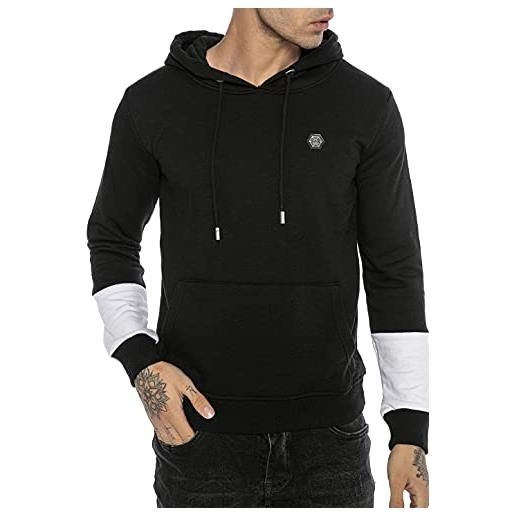 RED BRIDGE felpa con cappuccio maglia da uomo in cotone zipped hooded nero m