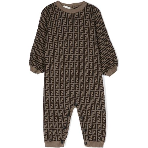 Fendi Kids pigiama ff con logo - marrone