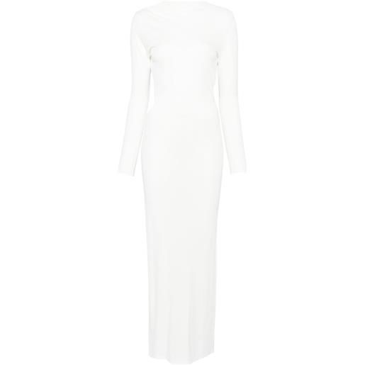 Self-Portrait abito lungo in jersey con arricciature - bianco