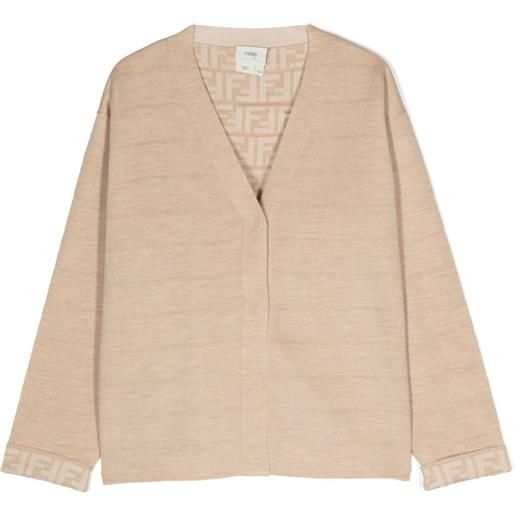 Fendi Kids cardigan reversibile con motivo ff - toni neutri