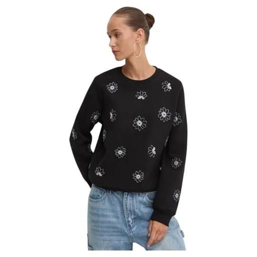 Desigual maglia da donna a maniche lunghe felpa, nero, m