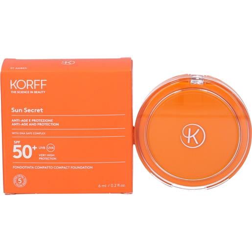 Korff sun secret fondotinta compatto spf50+ 01 amber 6ml