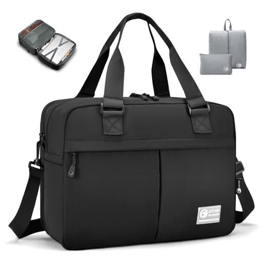 SPAHER espandibile bagaglio a mano british airways 40x30x15 a 40x30x25 eurowings wizzair borsone palestra donna impermeabile borsa da viaggio piscina fitness sportiva grande con borse da scarpe nero