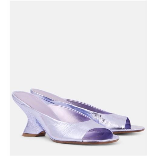 Dries Van Noten mules in pelle metallizzata con zeppa