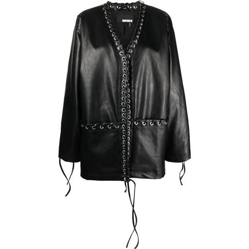 ROTATE BIRGER CHRISTENSEN cappotto di pelle sintetica con occhielli - nero