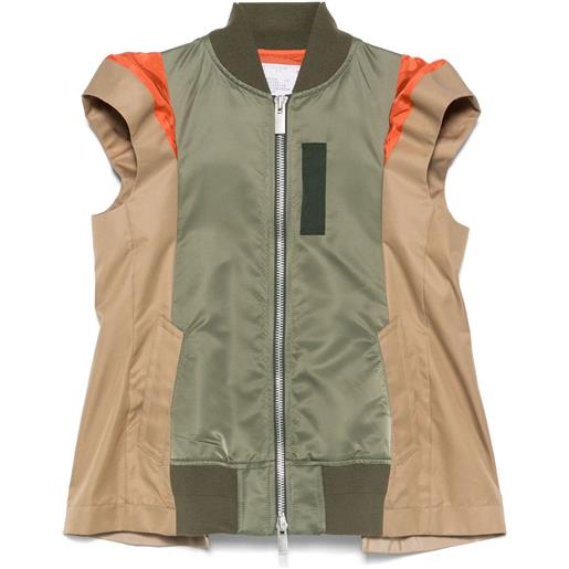 sacai gilet in gabardine - verde
