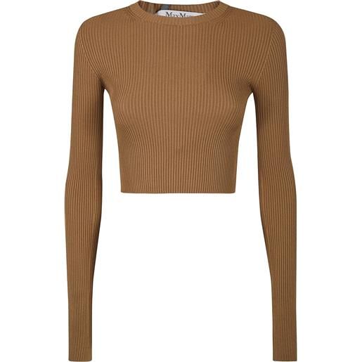 Max Mara top a coste a maniche lunghe - marrone