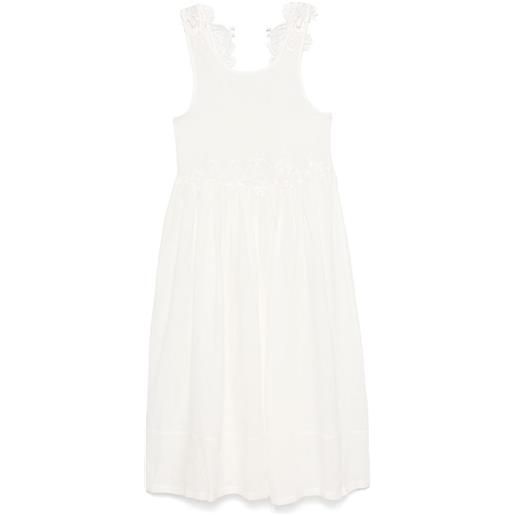 MAURIZIO MYKONOS abito midi con decorazione in pizzo - bianco