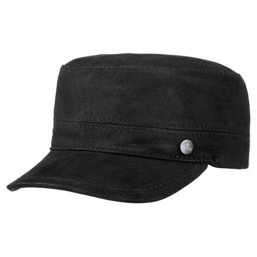 LIERYS cappellino army in pelle cubano donna/uomo - made italy con visiera, fodera autunno estate primavera inverno estate/inverno - 58 cm nero