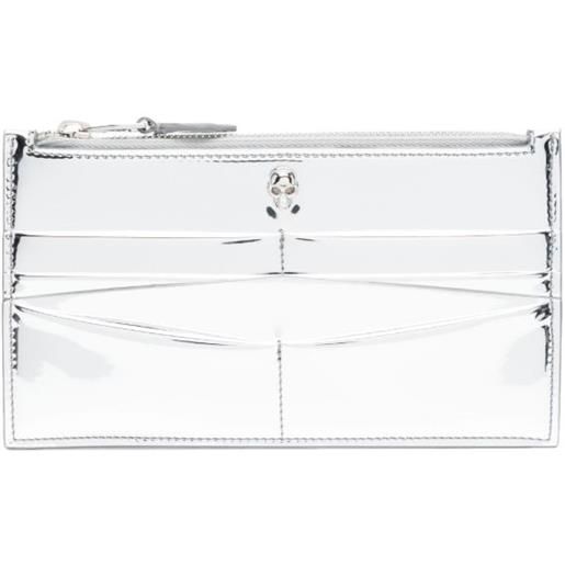 Alexander McQueen portacarte metallizzato con teschio - argento