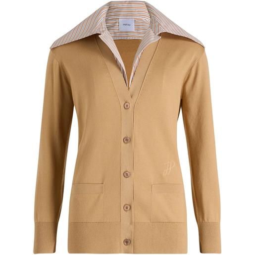 Patou cardigan trompe l'oeil in cotone - toni neutri