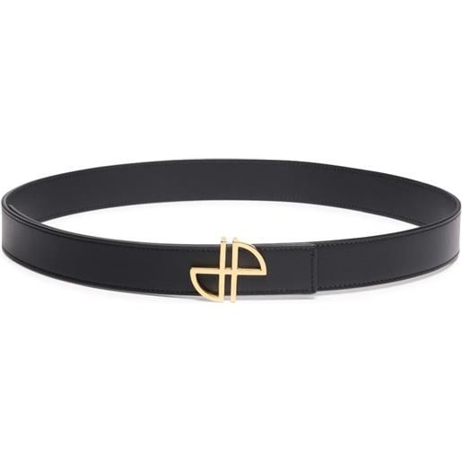 Patou cintura in pelle con monogramma jp - nero