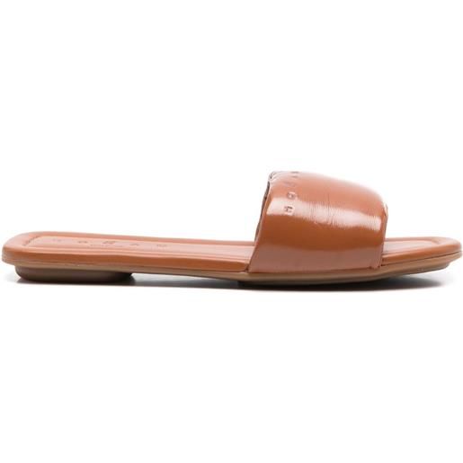 Hogan sandali slides in pelle - marrone