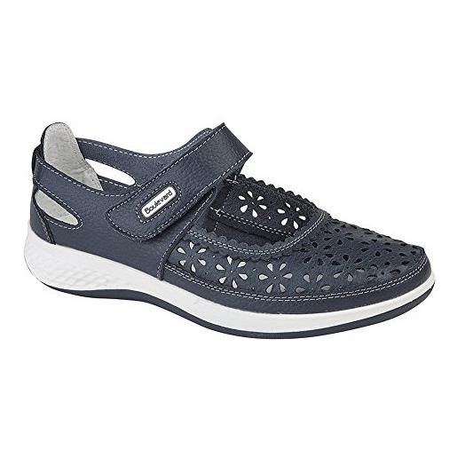 Boulevard - scarpe da donna, calzata comoda, con finestrella sul tallone e cinturino perforato, marina militare, 38 eu