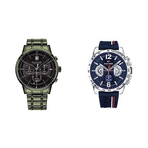 Tommy Hilfiger orologio analogico multifunzione al quarzo da uomo con cinturino in acciaio inossidabile verde - 1791634 & orologio analogico multifunzione al quarzo da uomo- 1791476