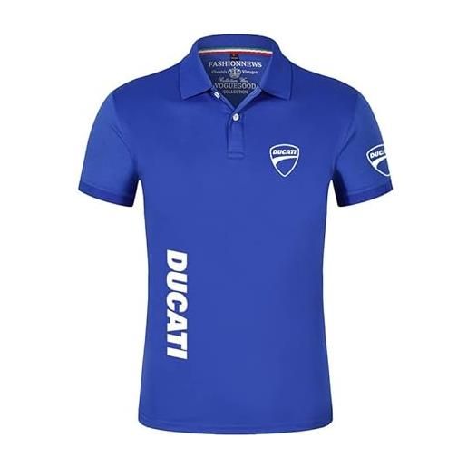 VIVICF 2022 polo da uomo a maniche corte per stampa ducati, maglietta estiva, casual, in cotone, colore bianco, taglia: m