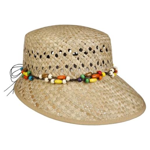 LIPODO cappello di paglia indila donna - made in italy berretto da sole con visiera, pistagna estate primavera/estate - taglia unica natura