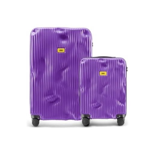 CRASH BAGGAGE stripe set | 2 trolley rigidi da viaggio (s + l) bagaglio a mano e valigia di design italiano con chiusura tsa certificata e 4 ruote girevoli 100% in policarbonato grape violet