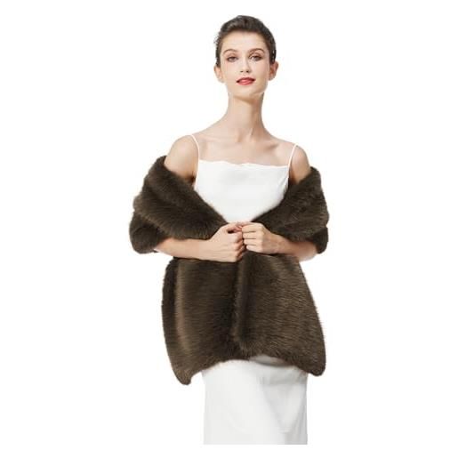 Stola In Pelliccia Sintetica Donna - Scialle Elegante Per Matrimoni E Cerimonie - Disponibile In 10 Colori