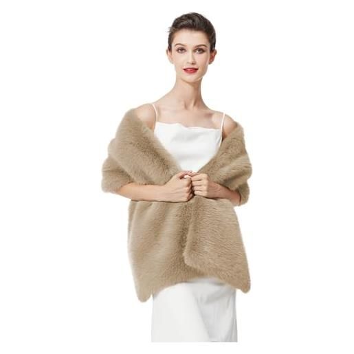 BEAUTELICATE stola coprispalle pelliccia sintetica donna scialle sposa pelliccia sciarpa elegante per invernale matrimonio cerimonia damigella