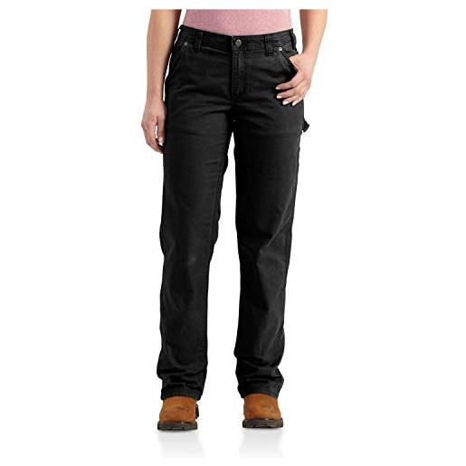 Carhartt, pantaloni da lavoro in cotone canvas rugged flex®, loose fit donna, nero, w8