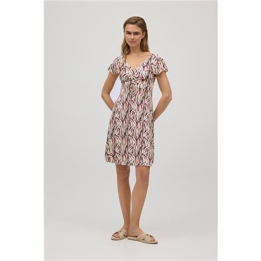 Ysabel Mora abito corto con scollo a v stampato