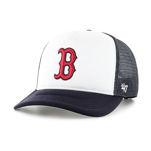 47 boston red sox white navy mlb tri tone foam offside trucker cap - one-size