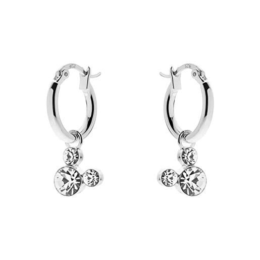 Disney orecchini Disney in argento per bambine con mickey, impreziosito da zirconia - bianco