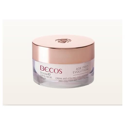 Becos - age pro evolution - crema anti-età pro collagene 50ml - svolge un'azione anti-età, ristrutturante e pro-collagene con attivi all'avanguardia, collagene solubile biofermentato e vitamina c. 