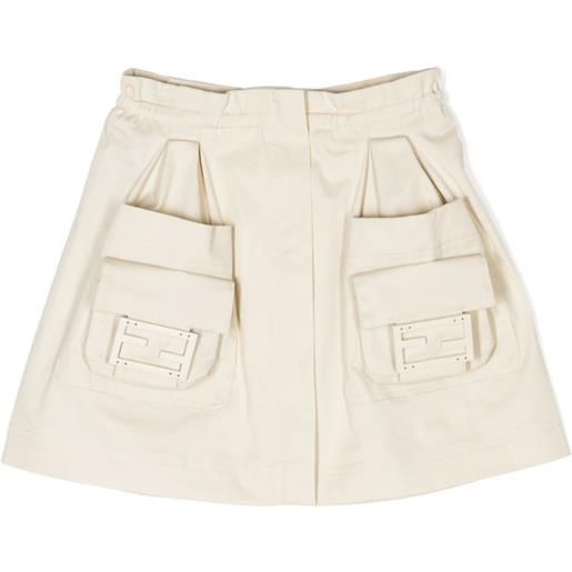 Fendi Kids gonna plissettata con placca logo ff - toni neutri