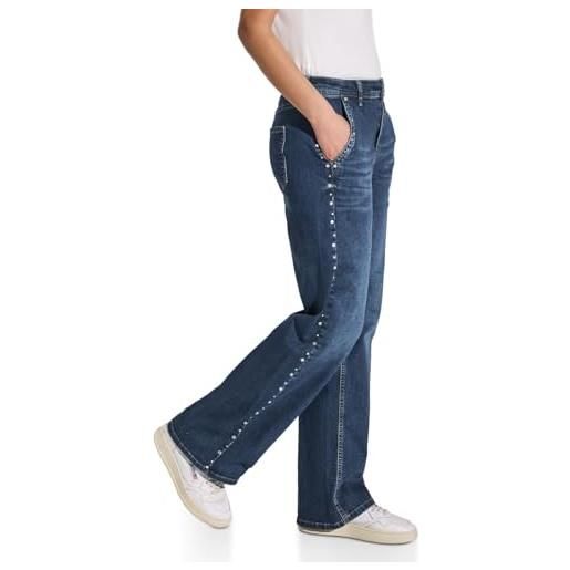 Street One a378901 jeans a gamba larga con borchie, blu scuro, 33w x 32l donna