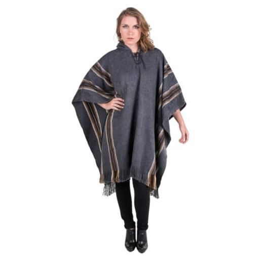 Gamboa poncho in alpaca donna cappuccio lana autunno invernale