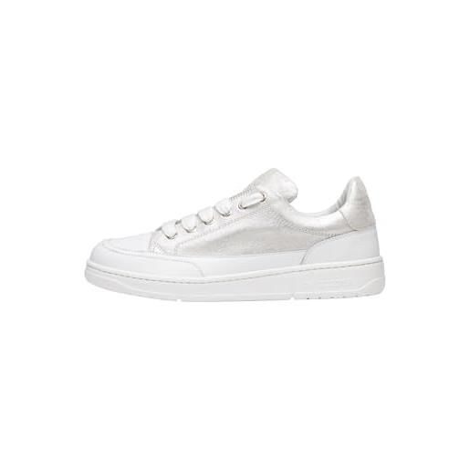 Candice Cooper Rock Patch S-Sneakers In Pelle Donna, Colore Argento, Taglia 45, Suola In Gomma E Plantare Estraibile
