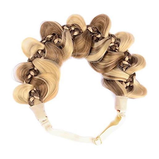 BOBIYA kinky zucca capelli sintetici fascia intrecciata larga trecce elastico fascia per donne ragazze (evidenziato)