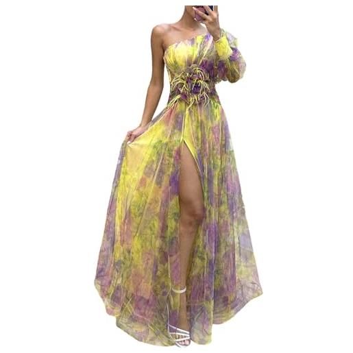 EGSDMNVSQ abito da sera donna abito estivo senza maniche abito maxi con stampa floreale abito lungo con spacco abito aderente abito senza spalline abito da festa