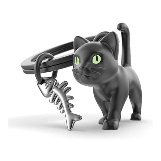 Metalmorphose o meta[l]morphose metalmorphose - portachiavi gatto nero, occhi fosforescenti, regalo per bambini, uomo e donna, nero, taglia unica