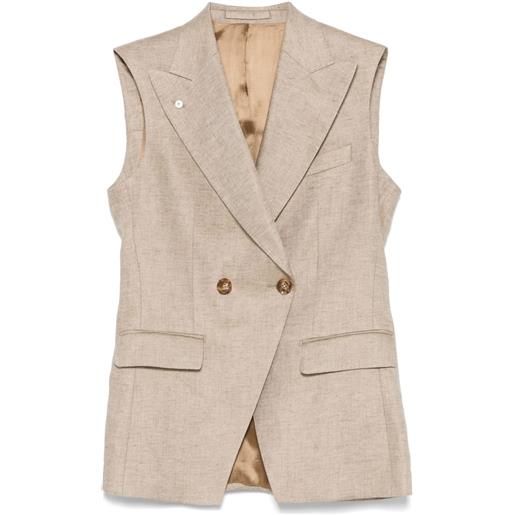 LUIGI BIANCHI MANTOVA gilet in lino - marrone