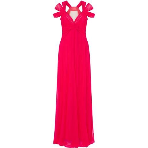 Alberta Ferretti abito lungo con spalline multiple - rosa