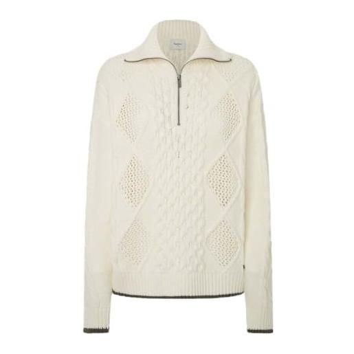 Pepe Jeans hada polo maglieria, bianco (mousse white), m donna