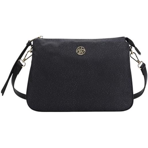 Y Not y-not 3 compartment shoulder bag in nylon con stampa tono su tono