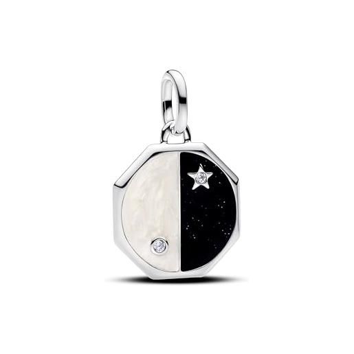 PANDORA me yin & yang 793688c01 - ciondolo in argento sterling con zirconi, compatibile moments, schwarz/weiß, argento sterling, zirconia cubica