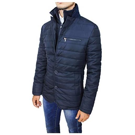 Mat Sartoriale giubbotto piumino uomo slim fit casual giacca giubbino invernale (xxl, blu)